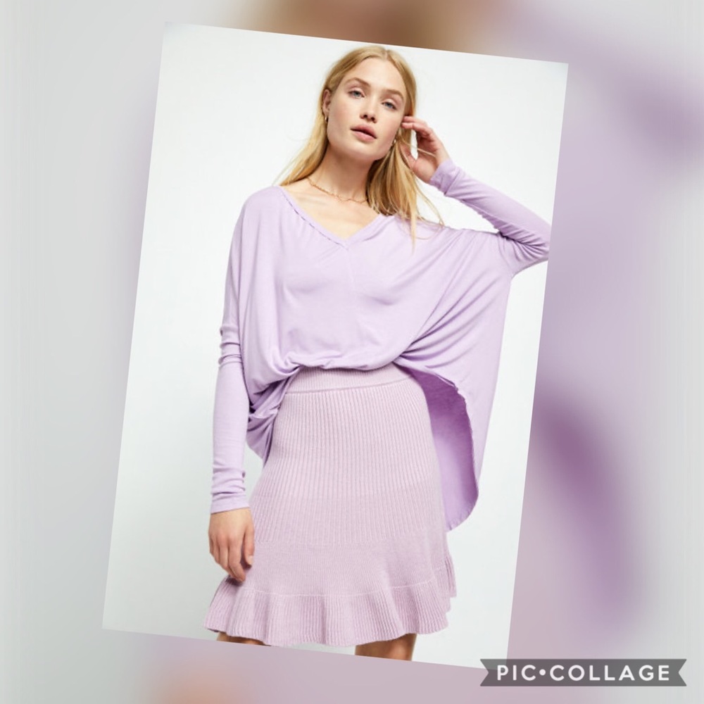 NWT Free People Lilac Ribbed Skirt Size Large